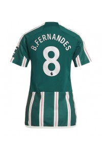 Manchester United Bruno Fernandes #8 Jalkapallovaatteet Naisten Vieraspaita 2023-24 Lyhythihainen